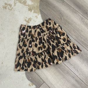 Leopard print ruffle floral tiered skirt